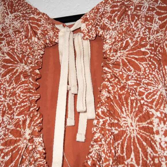 Free People Coral Orange Pinwheel Cut Out Back Mini Dress Size Small‎ - Picture 10 of 12